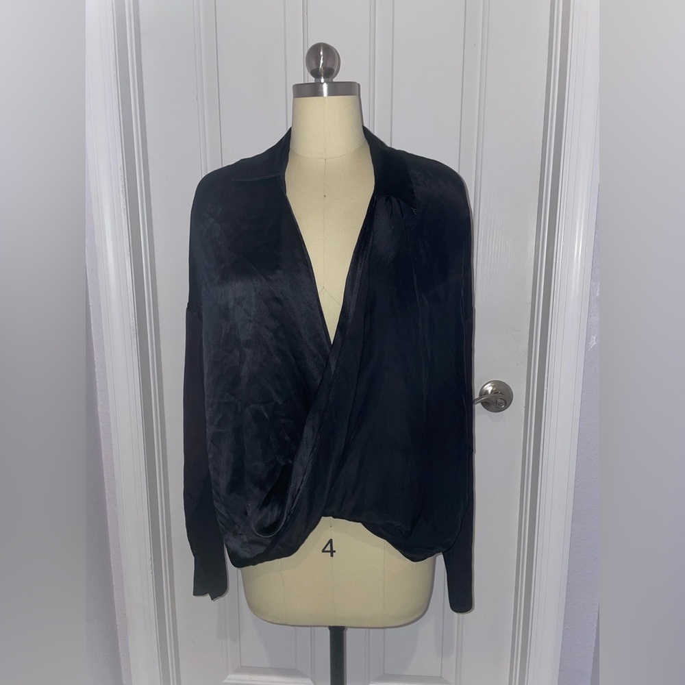 Norwegian Wood Black Silk Draped Blouse/Top
